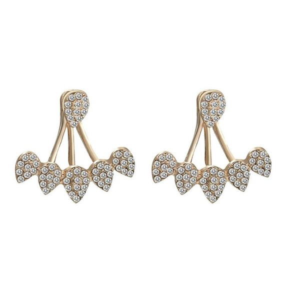 Water Droplet Pattern Rhinestone Stud Earrings - Picture 2 of 5